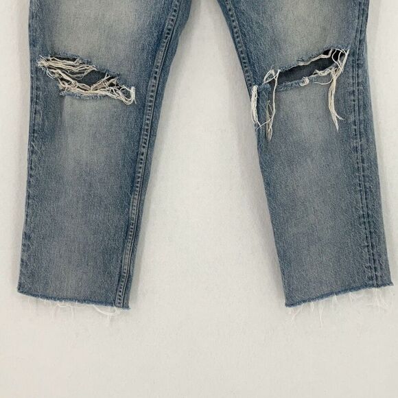 Trave Blue Denim Distressed Constance Cropped Jeans Eve of Destruction Size 29 - Picture 5 of 12